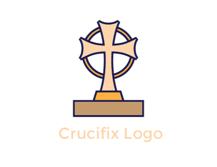 circle behind cross on stand