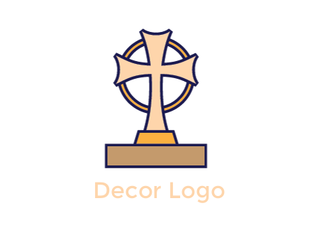 circle behind cross on stand