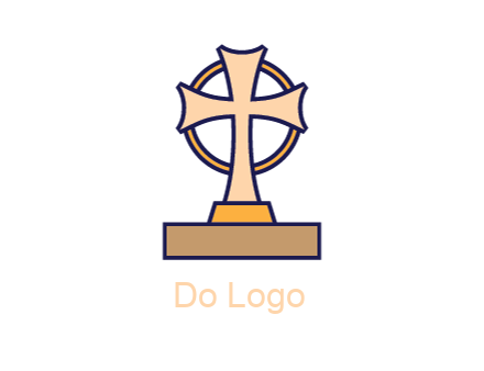 circle behind cross on stand