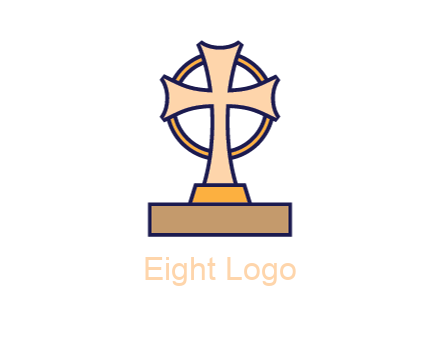 circle behind cross on stand