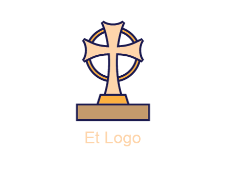 circle behind cross on stand