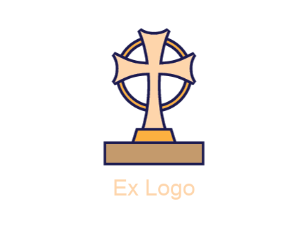 circle behind cross on stand