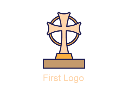 circle behind cross on stand