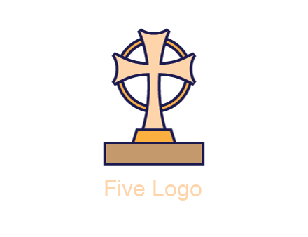 circle behind cross on stand