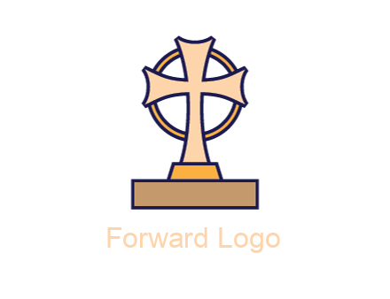 circle behind cross on stand