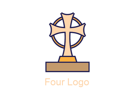 circle behind cross on stand