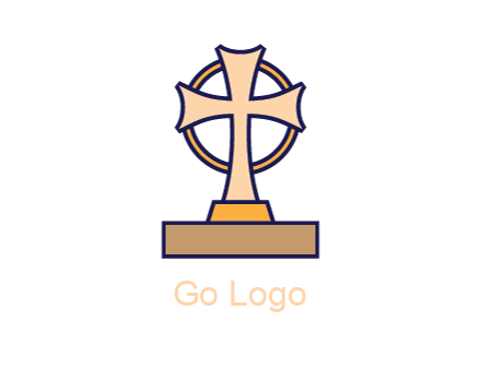 circle behind cross on stand