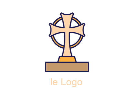 circle behind cross on stand