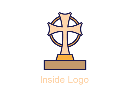 circle behind cross on stand
