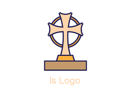 circle behind cross on stand