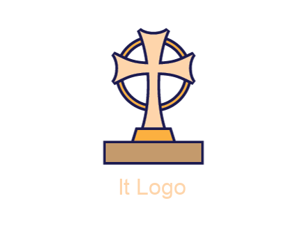 circle behind cross on stand