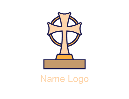 circle behind cross on stand
