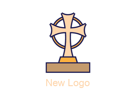 circle behind cross on stand