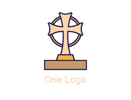 circle behind cross on stand