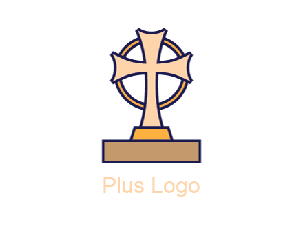 circle behind cross on stand