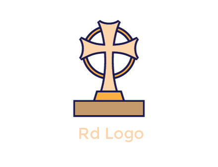 circle behind cross on stand