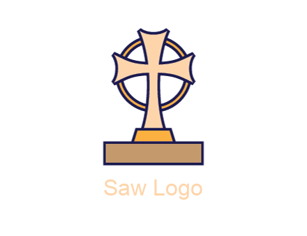 circle behind cross on stand