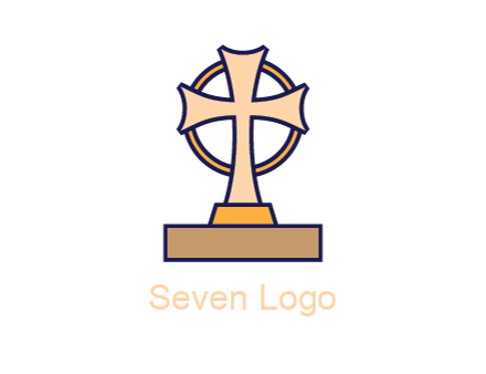 circle behind cross on stand