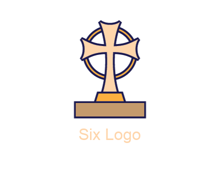 circle behind cross on stand
