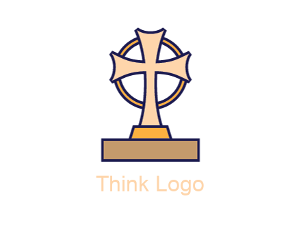 circle behind cross on stand