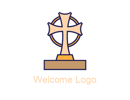 circle behind cross on stand