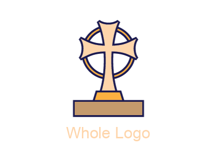 circle behind cross on stand
