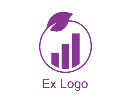 bar graph in circle with leaf