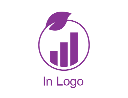 bar graph in circle with leaf