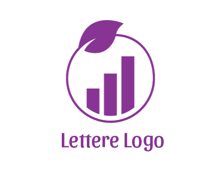 bar graph in circle with leaf