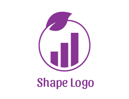bar graph in circle with leaf