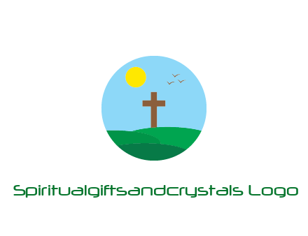 cross in field with sun in circle frame