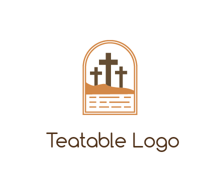 cross in sand in window frame