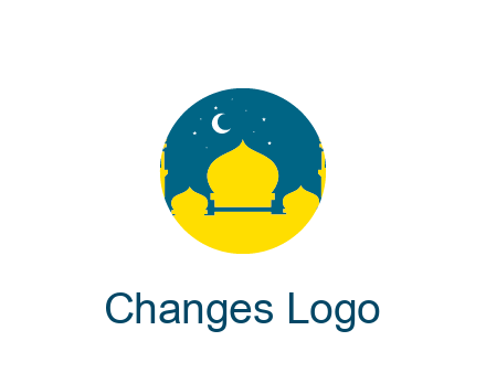 mosque with star and moon in circle frame