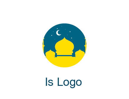 mosque with star and moon in circle frame