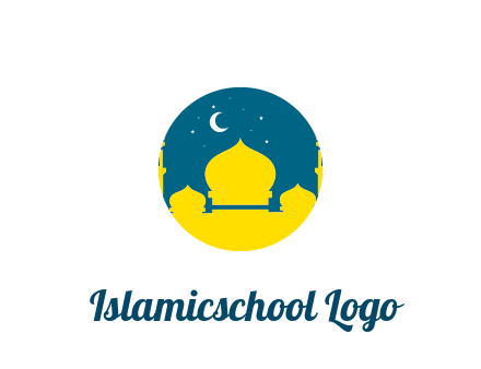mosque with star and moon in circle frame