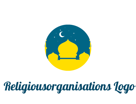 mosque with star and moon in circle frame
