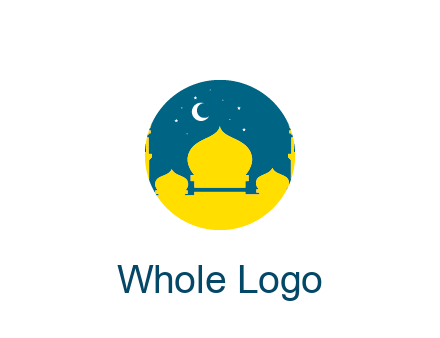 mosque with star and moon in circle frame