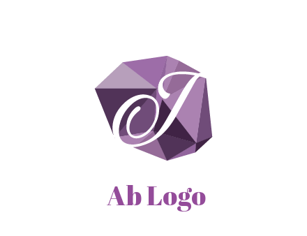 script letter T in polygonal diamond 