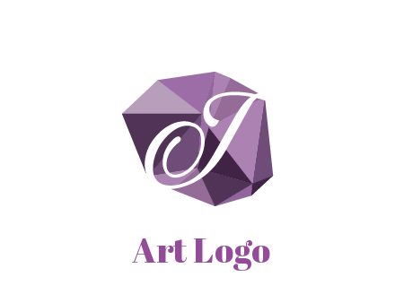 script letter T in polygonal diamond 