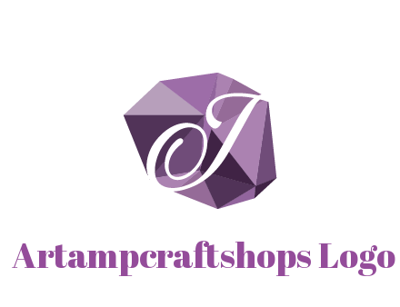 script letter T in polygonal diamond 