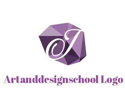 script letter T in polygonal diamond 