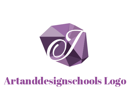 script letter T in polygonal diamond 