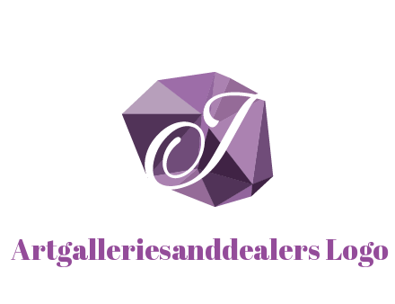 script letter T in polygonal diamond 