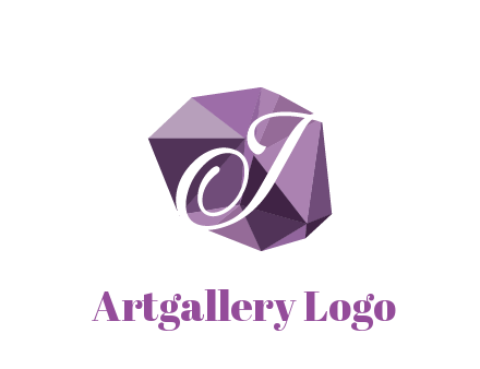 script letter T in polygonal diamond 