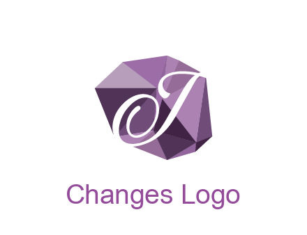 script letter T in polygonal diamond 