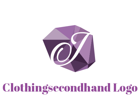 script letter T in polygonal diamond 