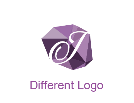 script letter T in polygonal diamond 