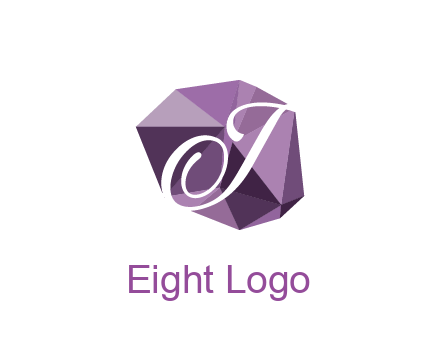 script letter T in polygonal diamond 