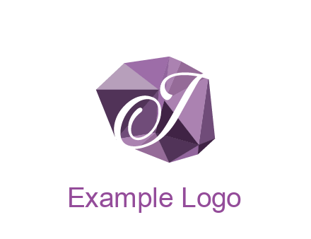 script letter T in polygonal diamond 