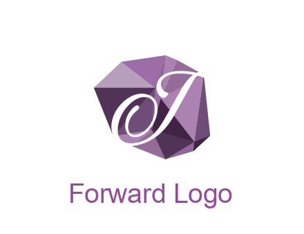 script letter T in polygonal diamond 